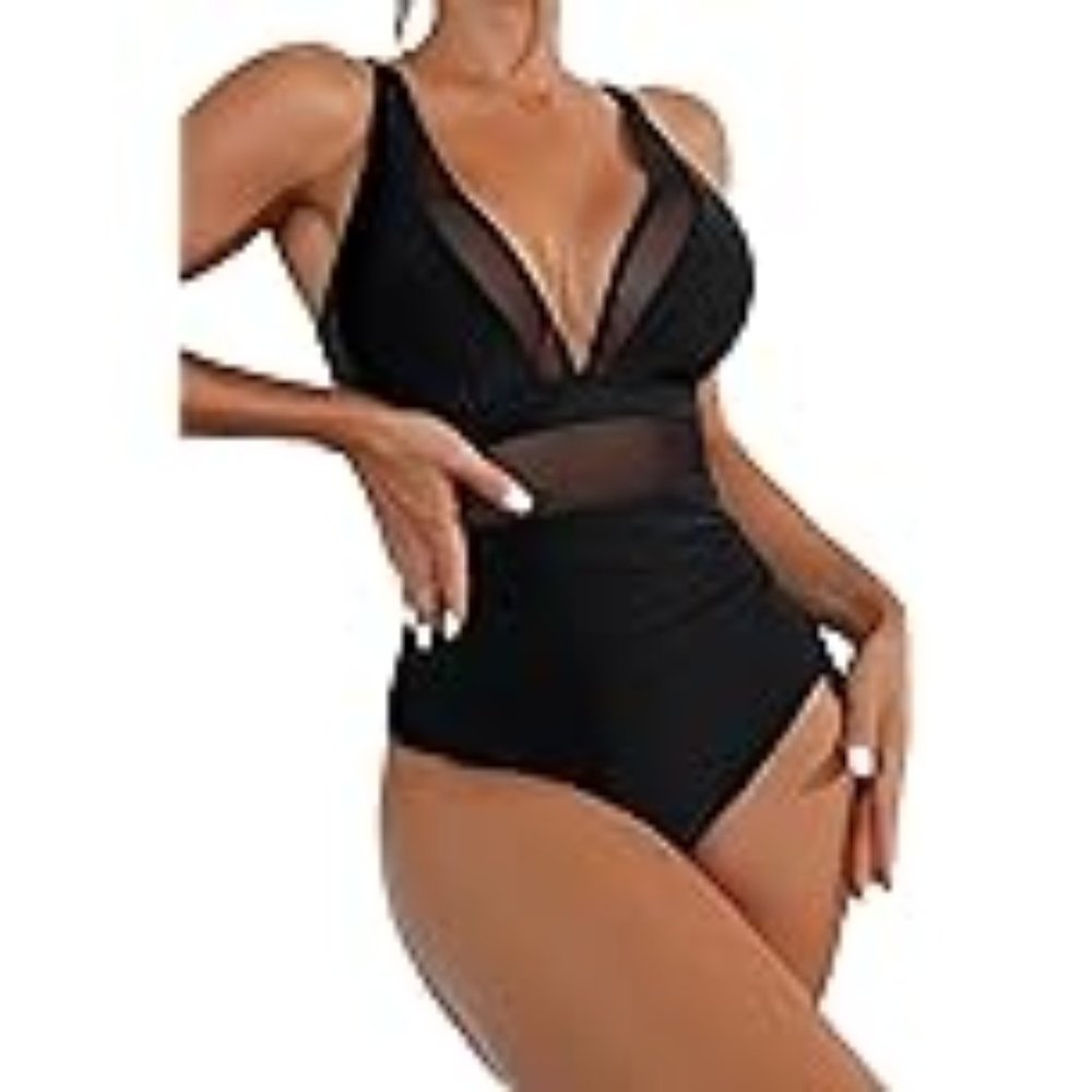 Sexy Mesh Tummy Control Full Coveragel One Piece Bathing Suit for Women